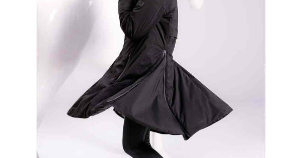 Long black waterproof outlet coat